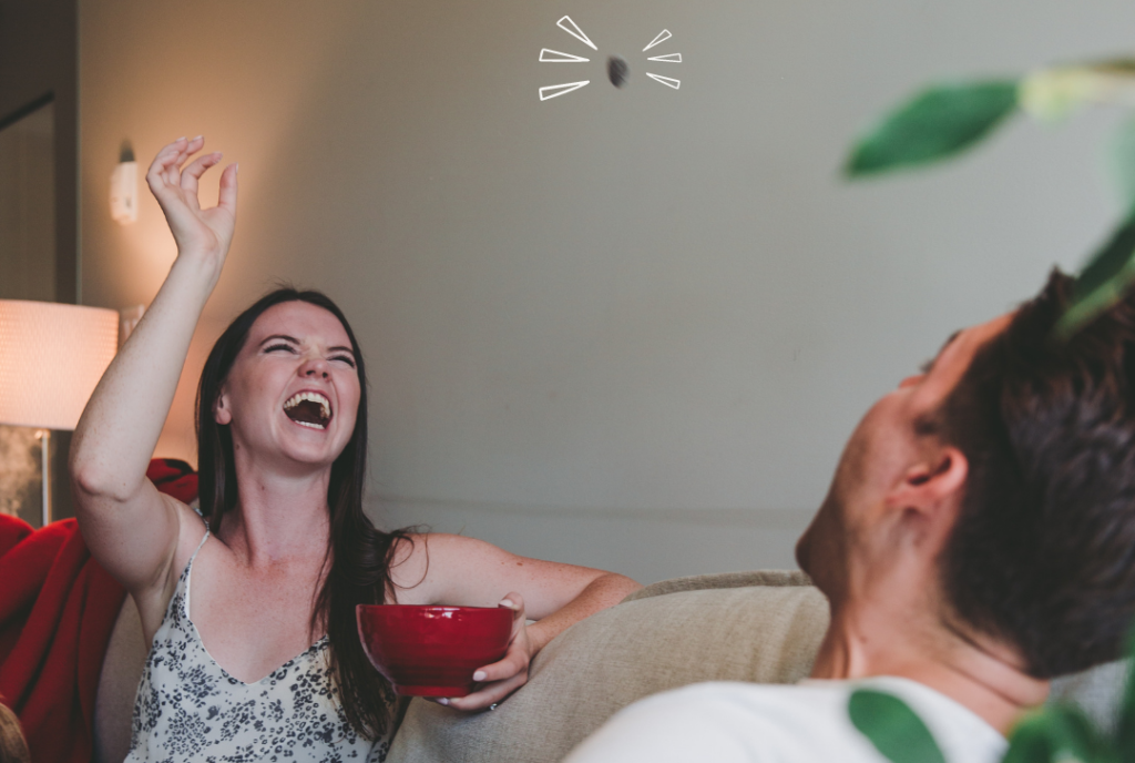 Happy people sitting on the couch